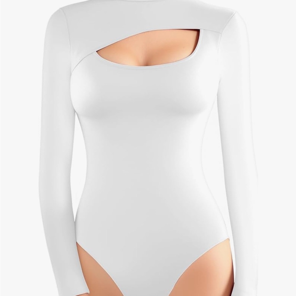 Mango White Cutout Long Sleeve Bodysuit